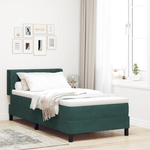 Casa si Gradina - Mobilier - Paturi si accesorii - Paturi - Pat box spring cu saltea, verde inchis, 100x200 cm, catifea - Infinity.ro