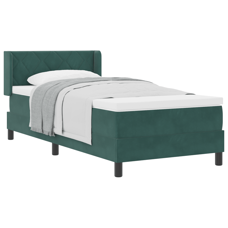 Casa si Gradina - Mobilier - Paturi si accesorii - Paturi - Pat box spring cu saltea, verde inchis, 100x200 cm, catifea - Infinity.ro