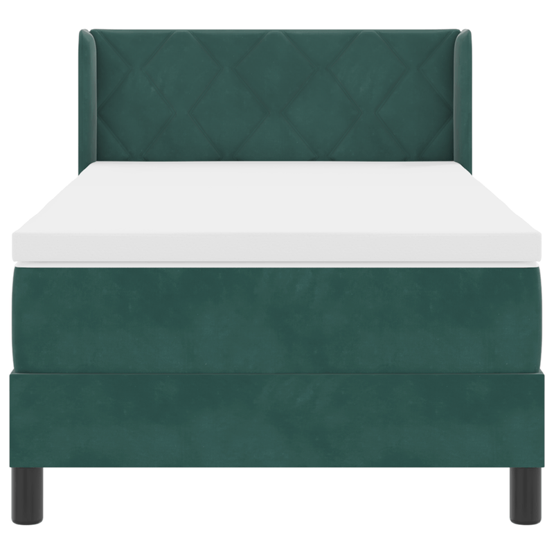 Casa si Gradina - Mobilier - Paturi si accesorii - Paturi - Pat box spring cu saltea, verde inchis, 100x200 cm, catifea - Infinity.ro