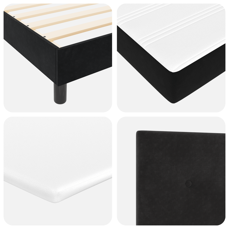 Casa si Gradina - Mobilier - Paturi si accesorii - Paturi - Pat cu saltea  Black 140x200 cm Catifea - Infinity.ro