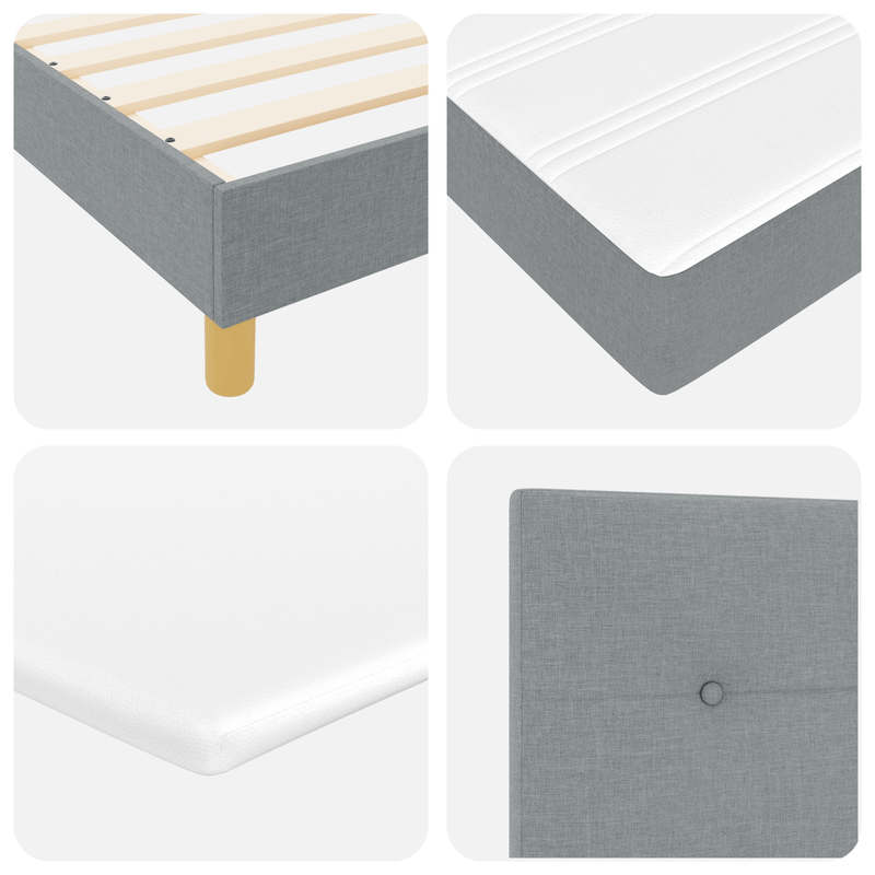 Casa si Gradina - Mobilier - Paturi si accesorii - Paturi - Pat box spring cu saltea, gri deschis, 90x190 cm, textil - Infinity.ro