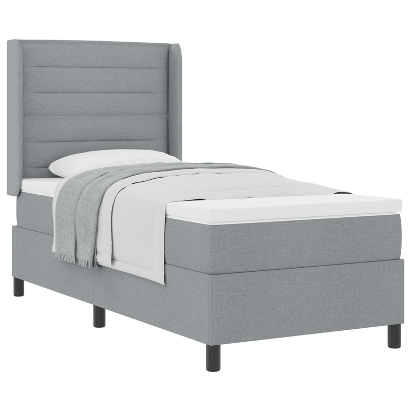 Casa si Gradina - Mobilier - Paturi si accesorii - Paturi - Pat cu arcuri box si saltea Gri deschis 90x200 cm Fabric - Infinity.ro