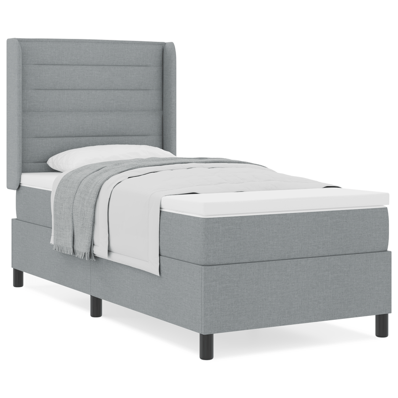 Casa si Gradina - Mobilier - Paturi si accesorii - Paturi - Pat cu arcuri box si saltea Gri deschis 90x200 cm Fabric - Infinity.ro