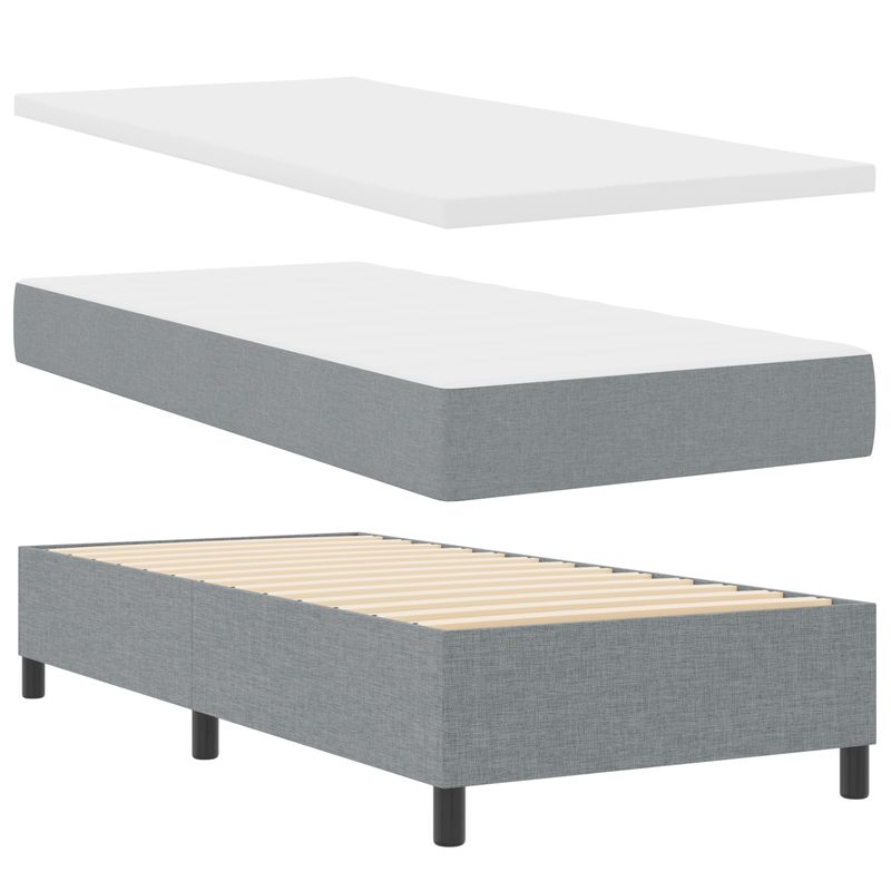 Casa si Gradina - Mobilier - Paturi si accesorii - Paturi - Pat cu arcuri box si saltea Gri deschis 90x200 cm Fabric - Infinity.ro