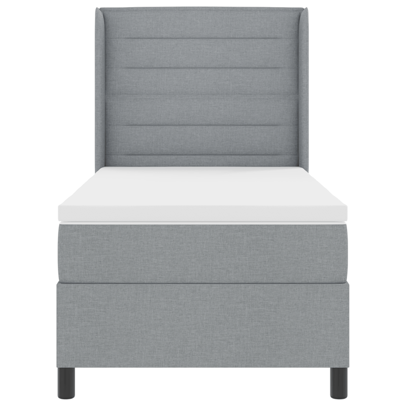 Casa si Gradina - Mobilier - Paturi si accesorii - Paturi - Pat cu arcuri box si saltea Gri deschis 90x200 cm Fabric - Infinity.ro