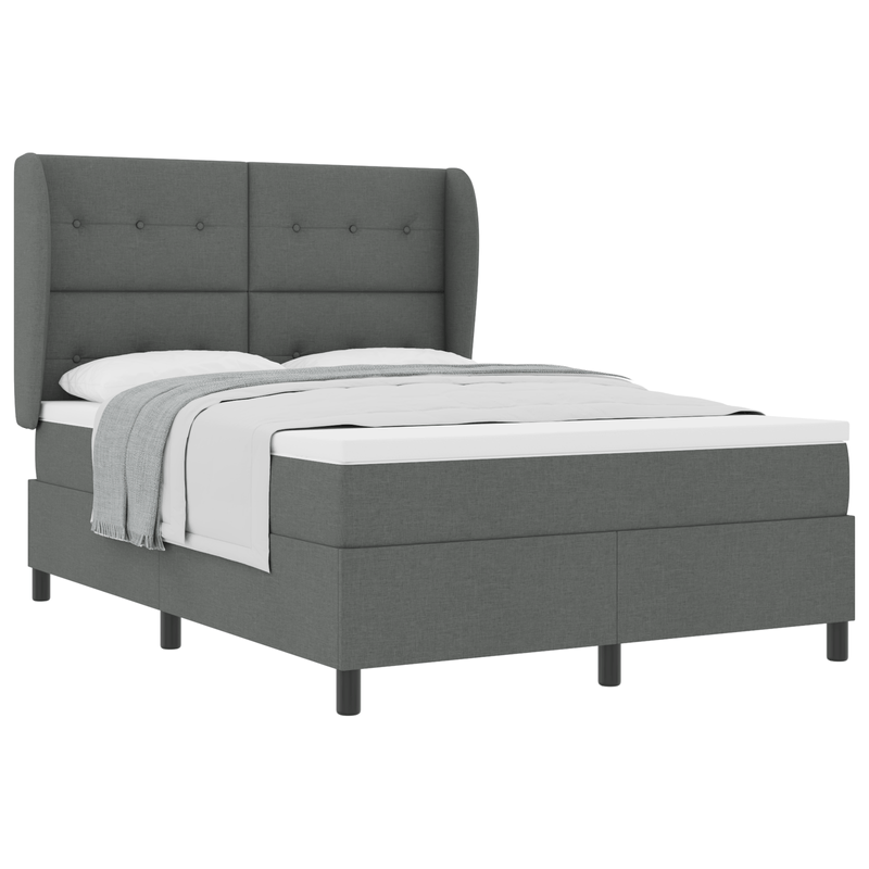 Casa si Gradina - Mobilier - Paturi si accesorii - Paturi - Pat box spring cu saltea, gri inchis, 160x200 cm, textil - Infinity.ro