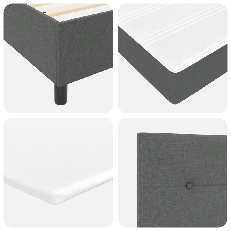Casa si Gradina - Mobilier - Paturi si accesorii - Paturi - Pat box spring cu saltea, gri inchis, 160x200 cm, textil - Infinity.ro