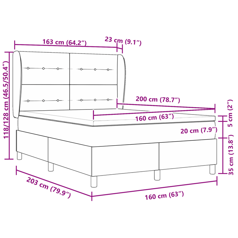 Casa si Gradina - Mobilier - Paturi si accesorii - Paturi - Pat box spring cu saltea, gri inchis, 160x200 cm, textil - Infinity.ro