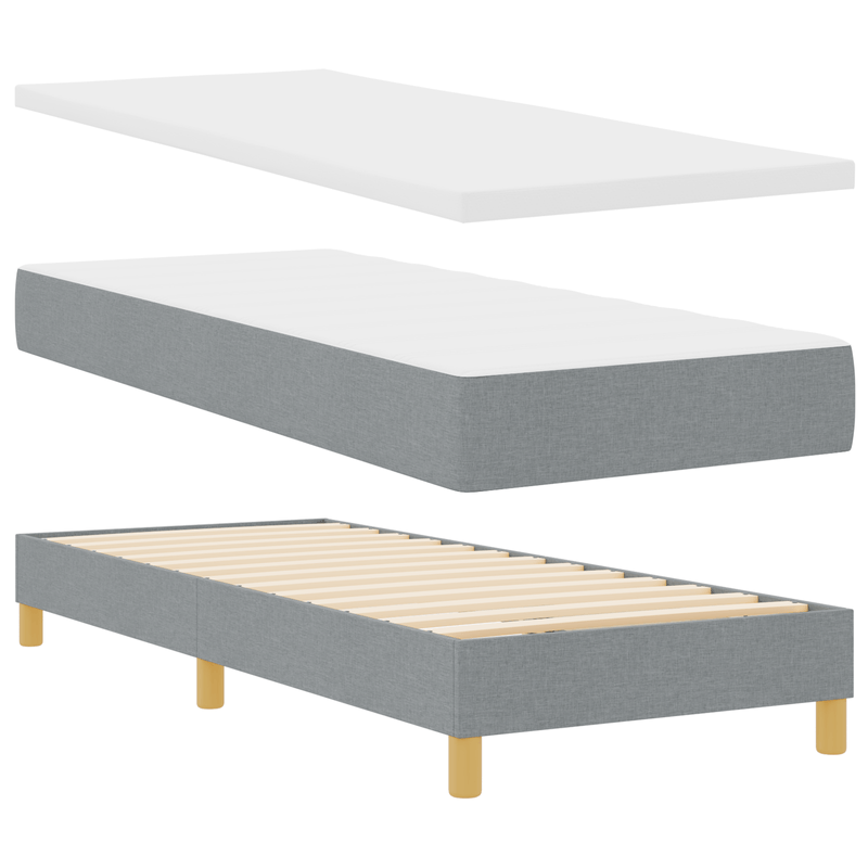 Casa si Gradina - Mobilier - Paturi si accesorii - Paturi - Pat box spring cu saltea, gri deschis, 80x200 cm, textil - Infinity.ro