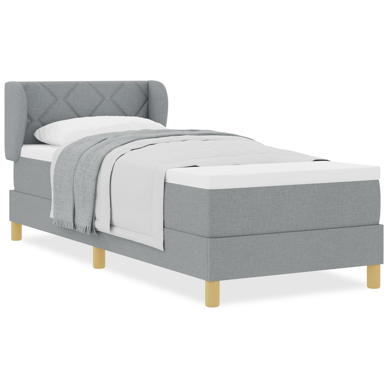 Casa si Gradina - Mobilier - Paturi si accesorii - Paturi - Pat box spring cu saltea, gri deschis, 80x200 cm, textil - Infinity.ro