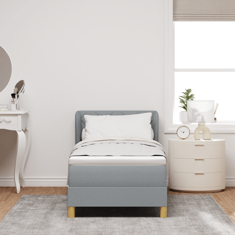 Casa si Gradina - Mobilier - Paturi si accesorii - Paturi - Pat box spring cu saltea, gri deschis, 80x200 cm, textil - Infinity.ro