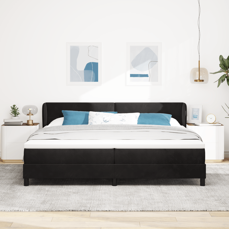Casa si Gradina - Mobilier - Paturi si accesorii - Paturi - Pat box spring  cu saltea Negru 200x200 cm Catifea - Infinity.ro