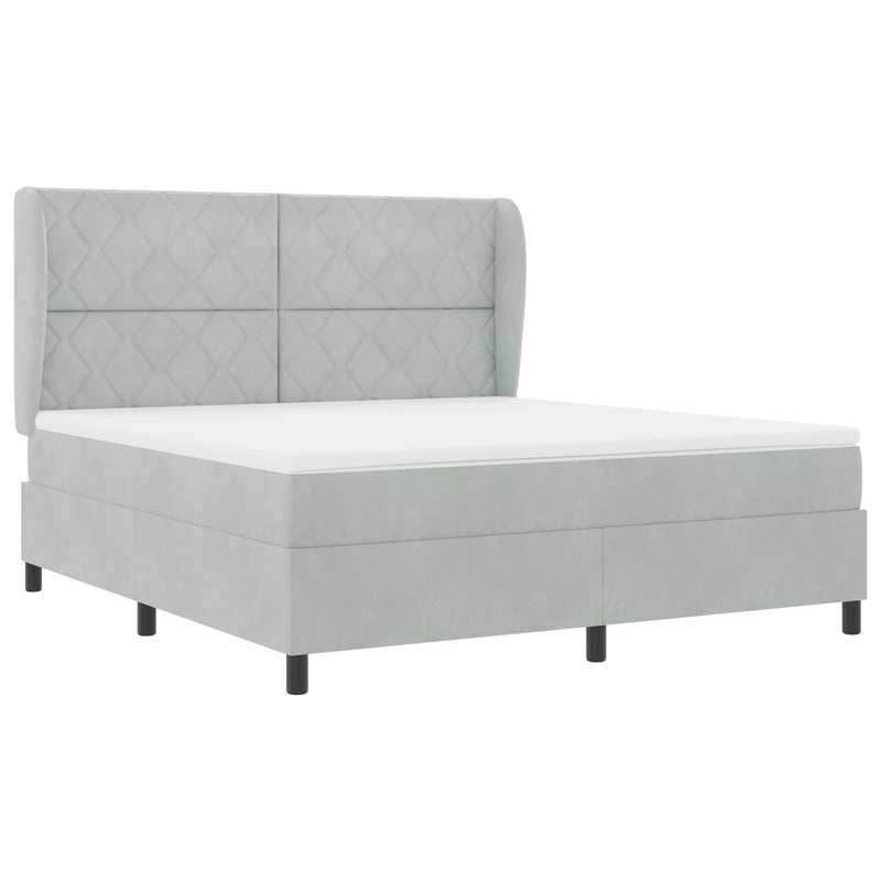 Casa si Gradina - Mobilier - Paturi si accesorii - Paturi - Pat box spring cu saltea, gri deschis, 180x200 cm, catifea - Infinity.ro