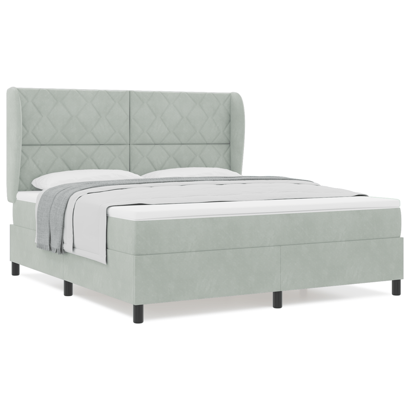Casa si Gradina - Mobilier - Paturi si accesorii - Paturi - Pat box spring cu saltea, gri deschis, 180x200 cm, catifea - Infinity.ro