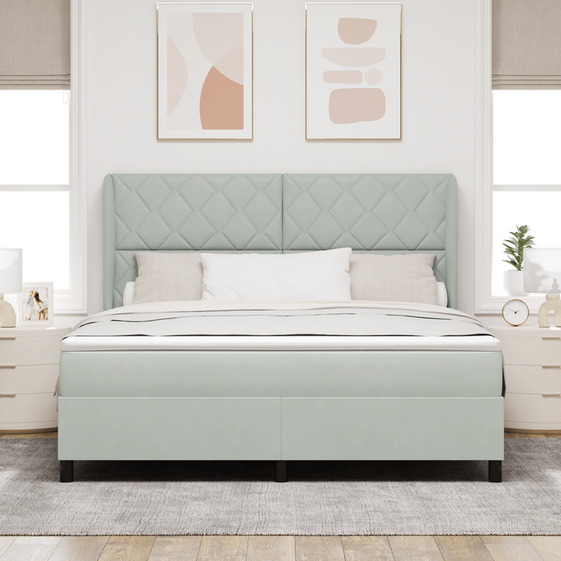 Casa si Gradina - Mobilier - Paturi si accesorii - Paturi - Pat box spring cu saltea, gri deschis, 180x200 cm, catifea - Infinity.ro