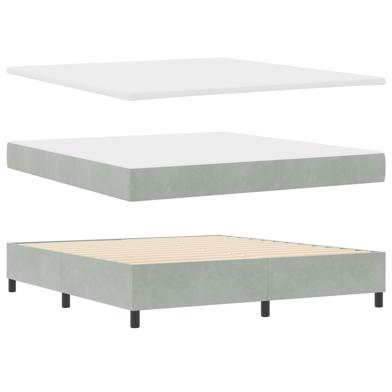 Casa si Gradina - Mobilier - Paturi si accesorii - Paturi - Pat box spring cu saltea, gri deschis, 180x200 cm, catifea - Infinity.ro