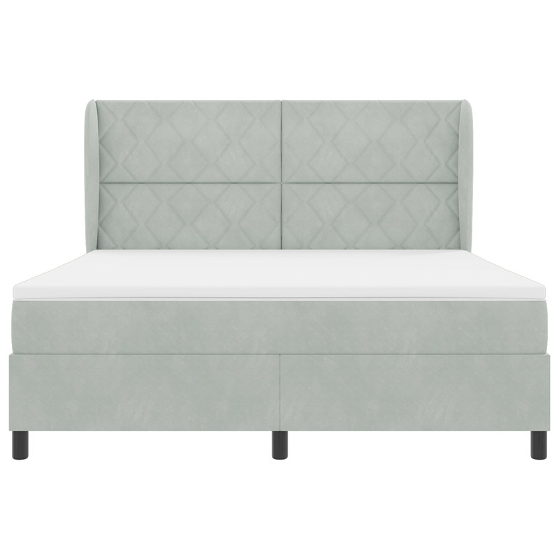 Casa si Gradina - Mobilier - Paturi si accesorii - Paturi - Pat box spring cu saltea, gri deschis, 180x200 cm, catifea - Infinity.ro