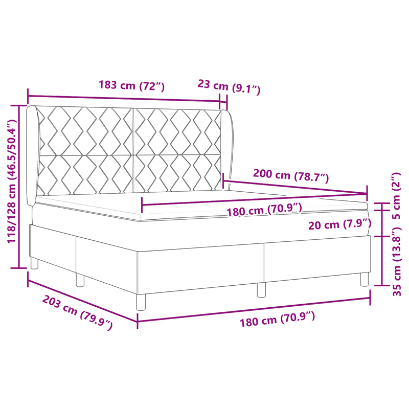 Casa si Gradina - Mobilier - Paturi si accesorii - Paturi - Pat box spring cu saltea, gri deschis, 180x200 cm, catifea - Infinity.ro