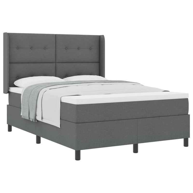 Casa si Gradina - Mobilier - Paturi si accesorii - Paturi - Pat box spring cu saltea, gri inchis, 140x200 cm, textil - Infinity.ro