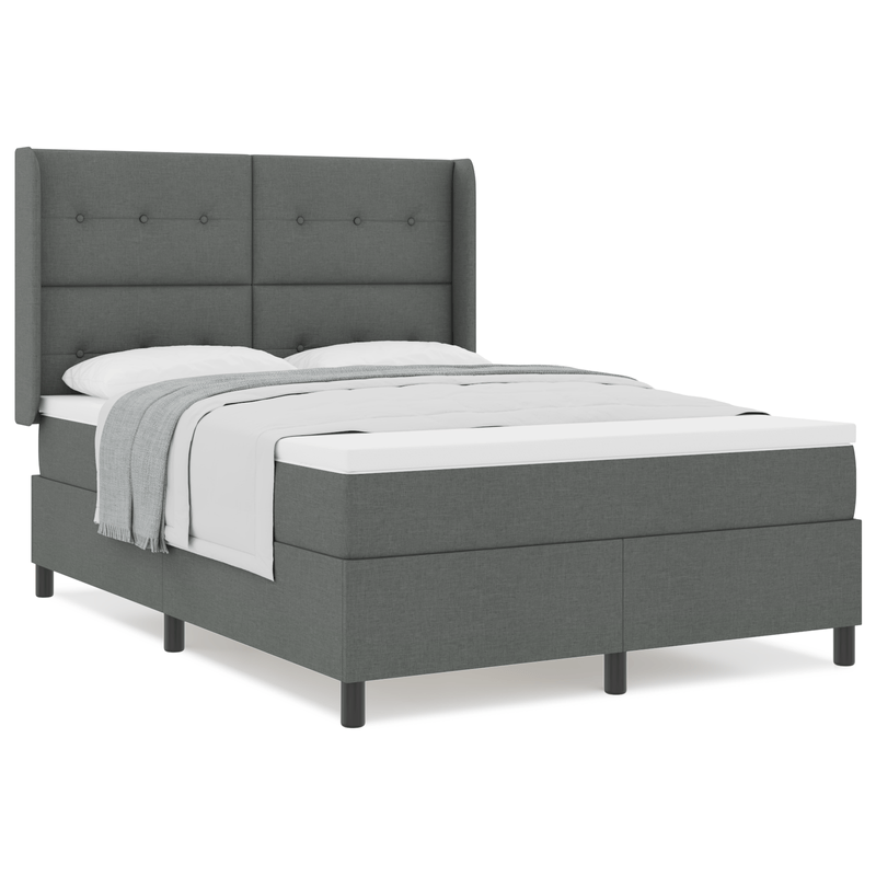Casa si Gradina - Mobilier - Paturi si accesorii - Paturi - Pat box spring cu saltea, gri inchis, 140x200 cm, textil - Infinity.ro