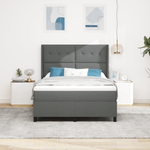 Casa si Gradina - Mobilier - Paturi si accesorii - Paturi - Pat box spring cu saltea, gri inchis, 140x200 cm, textil - Infinity.ro