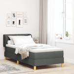 Casa si Gradina - Mobilier - Paturi si accesorii - Paturi - Pat box spring cu saltea, gri inchis, 90x200 cm, textil - Infinity.ro