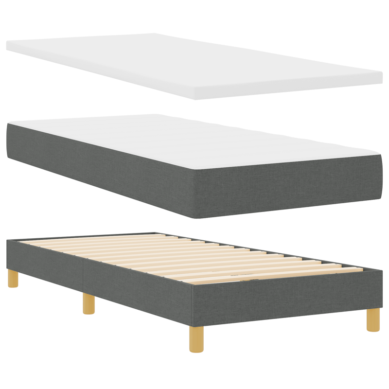 Casa si Gradina - Mobilier - Paturi si accesorii - Paturi - Pat box spring cu saltea, gri inchis, 90x200 cm, textil - Infinity.ro