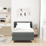 Casa si Gradina - Mobilier - Paturi si accesorii - Paturi - Pat box spring cu saltea, gri inchis, 90x200 cm, textil - Infinity.ro