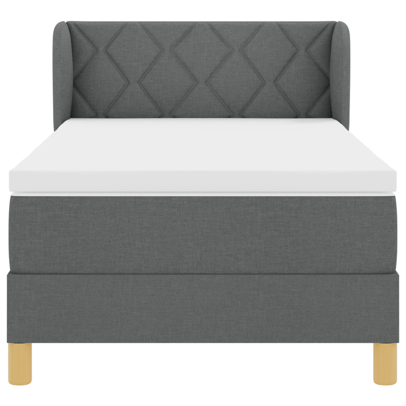 Casa si Gradina - Mobilier - Paturi si accesorii - Paturi - Pat box spring cu saltea, gri inchis, 90x200 cm, textil - Infinity.ro