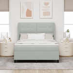 Casa si Gradina - Mobilier - Paturi si accesorii - Paturi - Pat box spring cu saltea, gri deschis, 140x200 cm, catifea - Infinity.ro