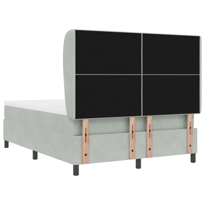 Casa si Gradina - Mobilier - Paturi si accesorii - Paturi - Pat box spring cu saltea, gri deschis, 140x200 cm, catifea - Infinity.ro