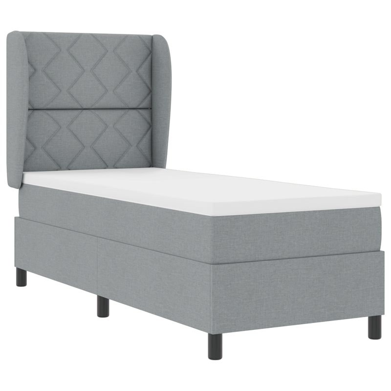 Casa si Gradina - Mobilier - Paturi si accesorii - Paturi - Pat box spring cu saltea, gri deschis, 80x200 cm, textil - Infinity.ro