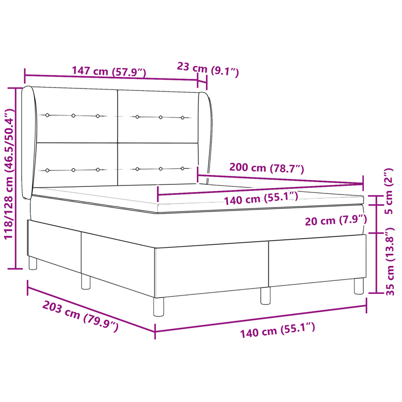 Casa si Gradina - Mobilier - Paturi si accesorii - Paturi - Pat box spring cu saltea, gri deschis, 140x200 cm, catifea - Infinity.ro