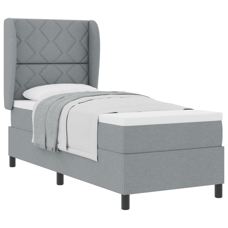Casa si Gradina - Mobilier - Paturi si accesorii - Paturi - Pat box spring cu saltea, gri deschis, 80x200 cm, textil - Infinity.ro