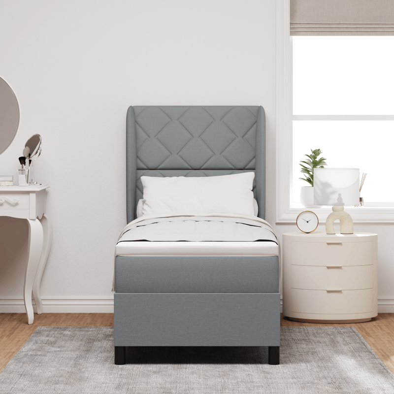 Casa si Gradina - Mobilier - Paturi si accesorii - Paturi - Pat box spring cu saltea, gri deschis, 80x200 cm, textil - Infinity.ro
