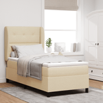 Casa si Gradina - Mobilier - Paturi si accesorii - Paturi - Pat box spring cu saltea, crem, 80x200 cm, textil - Infinity.ro