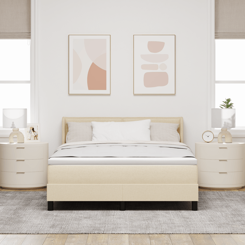 Casa si Gradina - Mobilier - Paturi si accesorii - Paturi - Pat Box Spring  cu Saltea Crem 160x200 cm Fabric - Infinity.ro