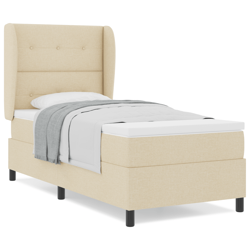 Casa si Gradina - Mobilier - Paturi si accesorii - Paturi - Pat box spring cu saltea, crem, 80x200 cm, textil - Infinity.ro