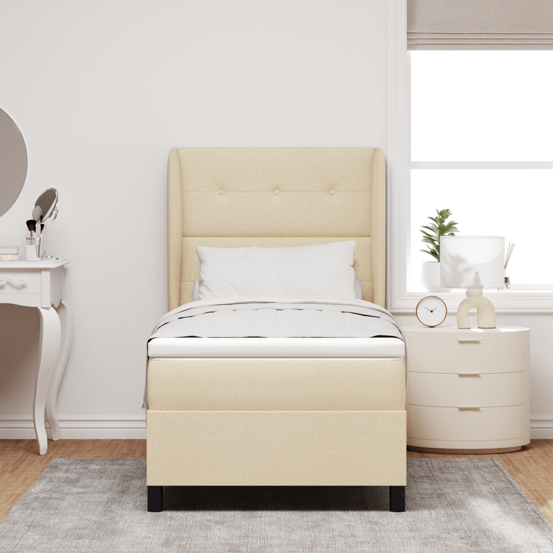 Casa si Gradina - Mobilier - Paturi si accesorii - Paturi - Pat box spring cu saltea, crem, 80x200 cm, textil - Infinity.ro
