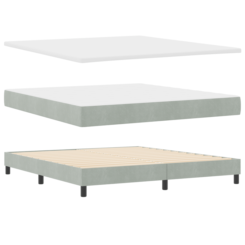 Casa si Gradina - Mobilier - Paturi si accesorii - Paturi - Pat box spring cu saltea, gri deschis, 180x200 cm, catifea - Infinity.ro
