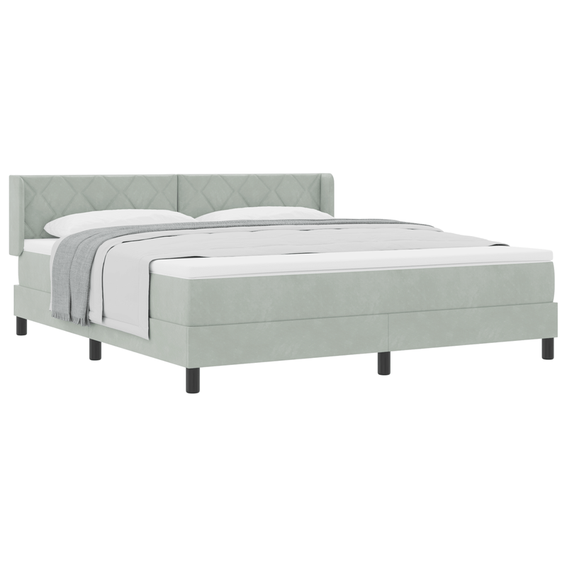 Casa si Gradina - Mobilier - Paturi si accesorii - Paturi - Pat box spring cu saltea, gri deschis, 180x200 cm, catifea - Infinity.ro
