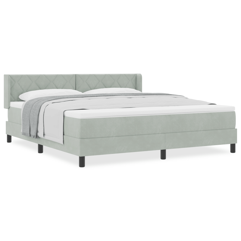 Casa si Gradina - Mobilier - Paturi si accesorii - Paturi - Pat box spring cu saltea, gri deschis, 180x200 cm, catifea - Infinity.ro