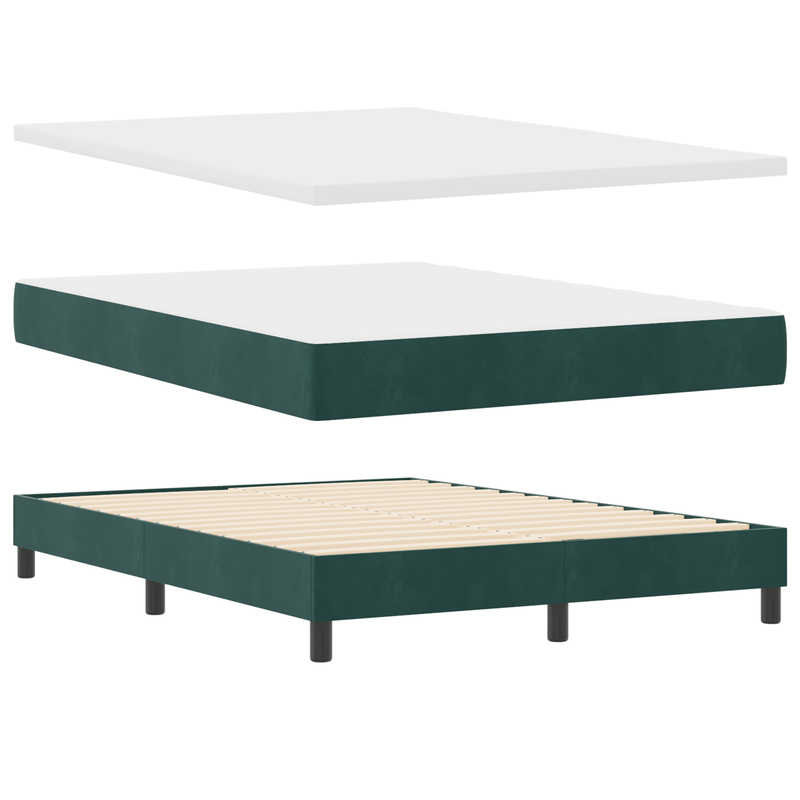 Casa si Gradina - Mobilier - Paturi si accesorii - Paturi - Pat box spring cu saltea, verde inchis, 140x190 cm, catifea - Infinity.ro