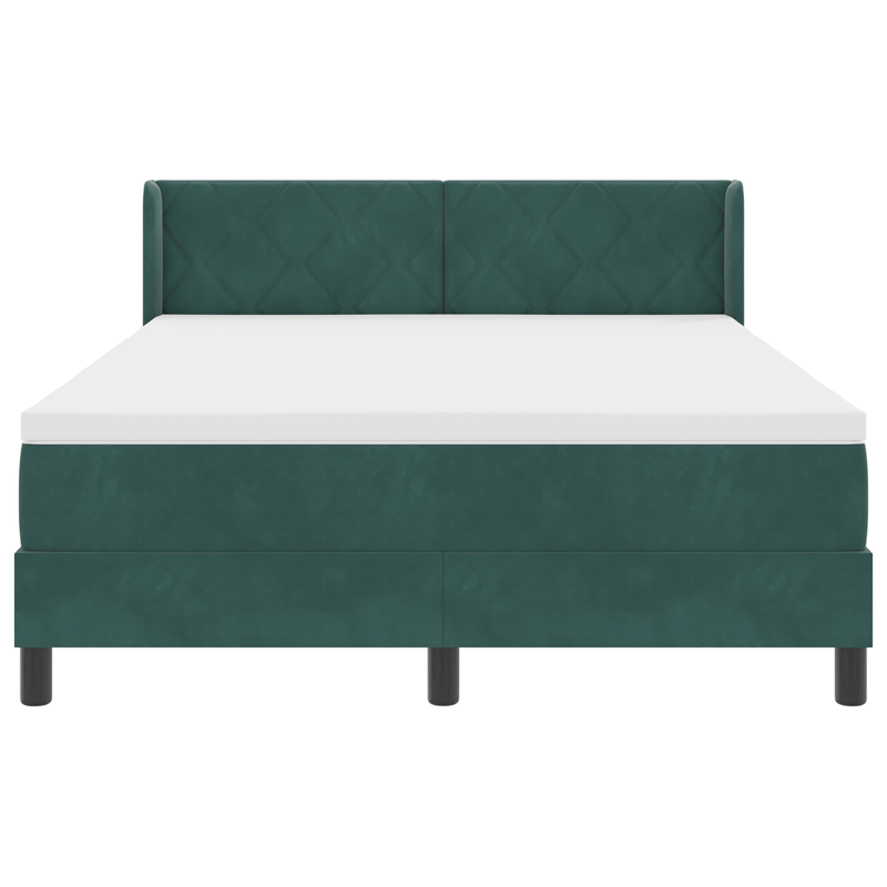 Casa si Gradina - Mobilier - Paturi si accesorii - Paturi - Pat box spring cu saltea, verde inchis, 140x190 cm, catifea - Infinity.ro