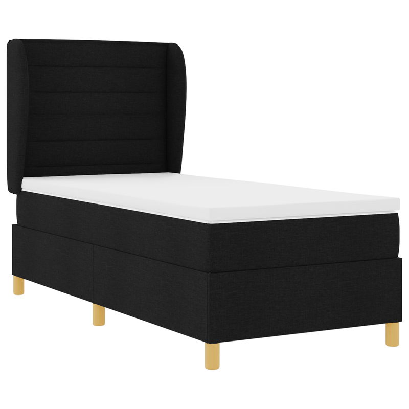 Casa si Gradina - Mobilier - Paturi si accesorii - Paturi - Pat box spring cu saltea, negru, 90x200 cm, textil - Infinity.ro