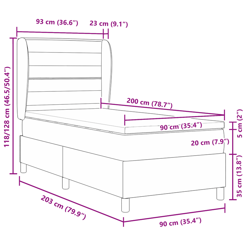 Casa si Gradina - Mobilier - Paturi si accesorii - Paturi - Pat box spring cu saltea, negru, 90x200 cm, textil - Infinity.ro