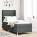 Casa si Gradina - Mobilier - Paturi si accesorii - Paturi - Pat box spring cu saltea, gri inchis, 90x190 cm, textil - Infinity.ro