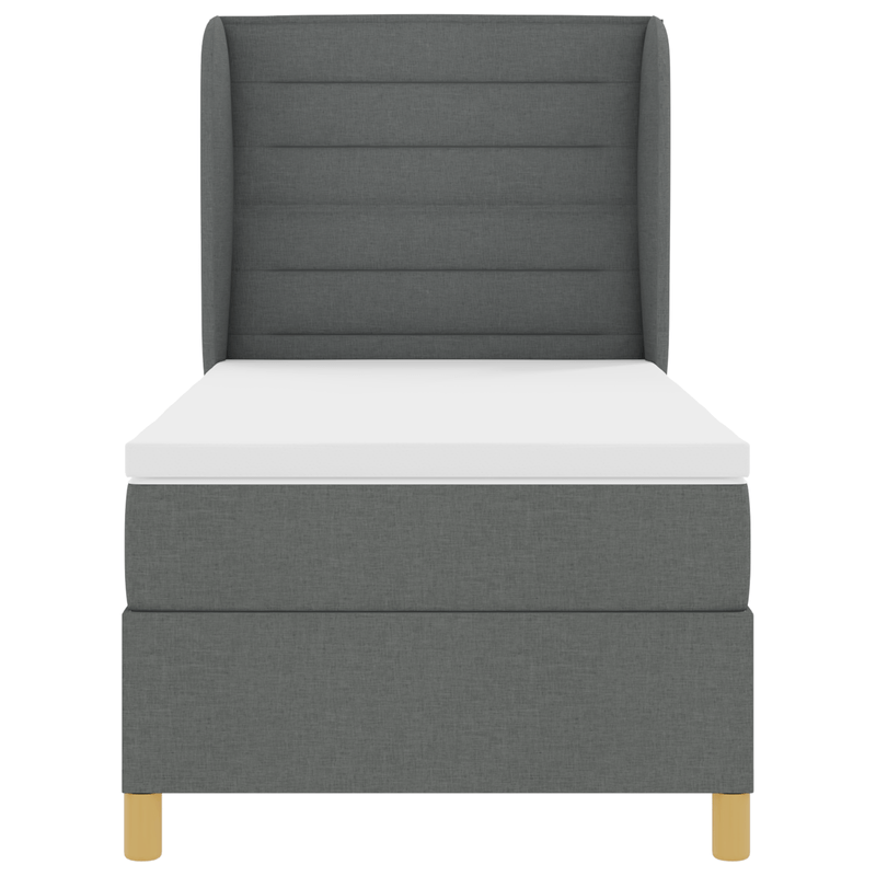 Casa si Gradina - Mobilier - Paturi si accesorii - Paturi - Pat box spring cu saltea, gri inchis, 90x190 cm, textil - Infinity.ro