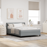 Casa si Gradina - Mobilier - Paturi si accesorii - Paturi - Pat cu arcuri si saltea Gri deschis 140x200 cm din tesatura - Infinity.ro