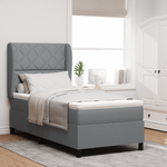 Casa si Gradina - Mobilier - Paturi si accesorii - Paturi - Pat box spring cu saltea, gri deschis, 100x200 cm, textil - Infinity.ro
